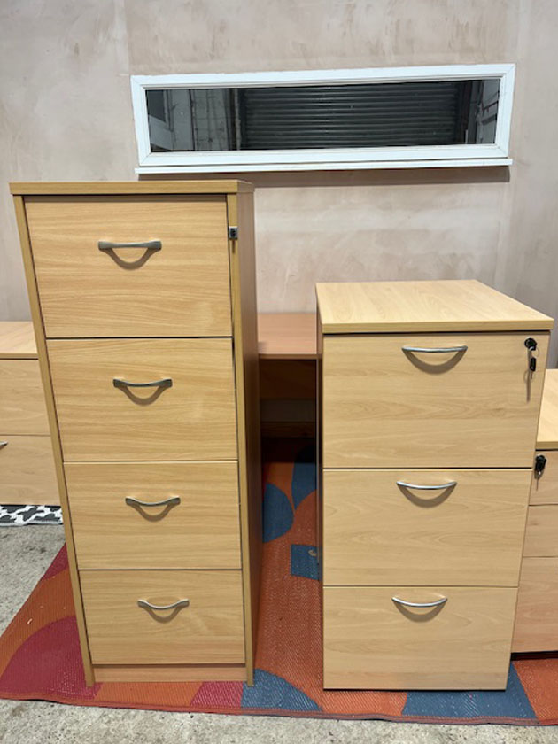 4 & 3 drawer and wooden filing cabinet